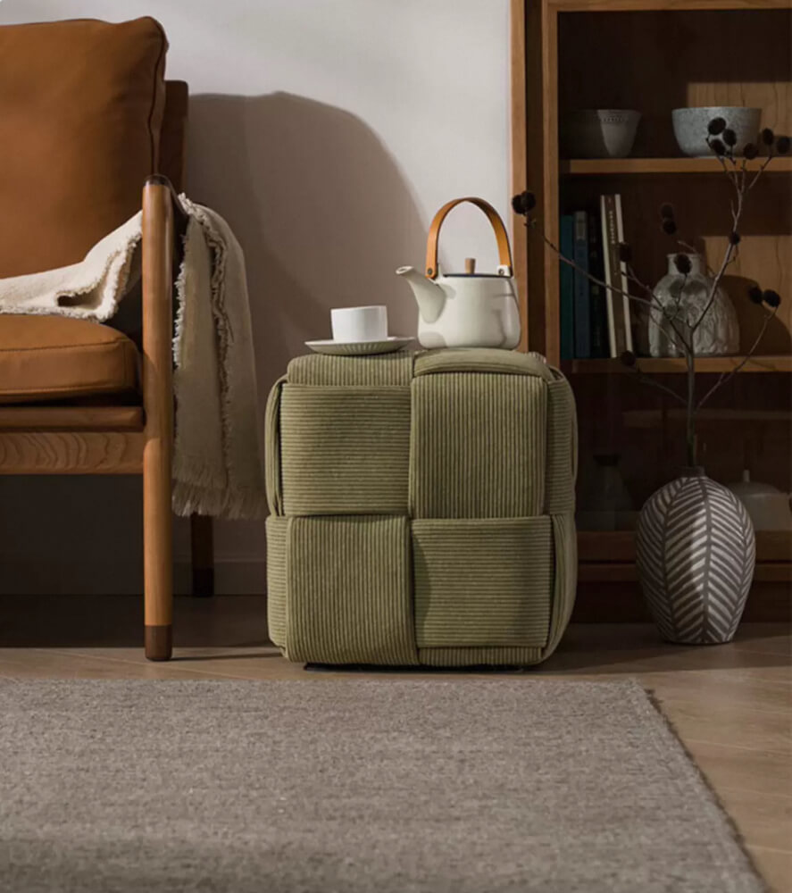 สตูลผ้าลูกฟูก MY DOLLS HOUSE COZY CUBE 38 ซม. สีเขียวใบชา